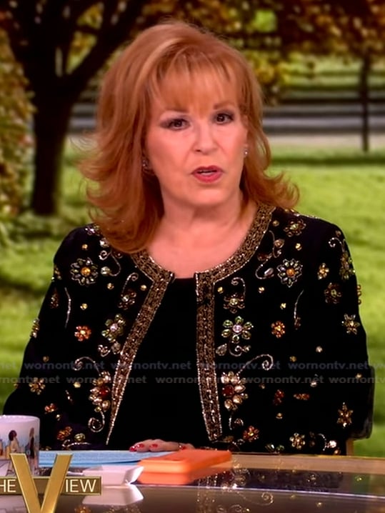 Joy’s floral embellished black jacket on The View