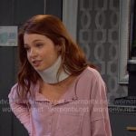 Joy’s pink crpped henley top on Days of our Lives