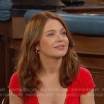 Joy’s red lace trim cropped tee on Days of our Lives
