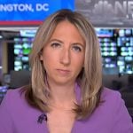 Julia Ainsley's purple v-neck dress on NBC News Daily