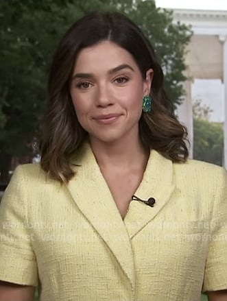Julie’s yellow short sleeve tweed blazer on NBC News Daily