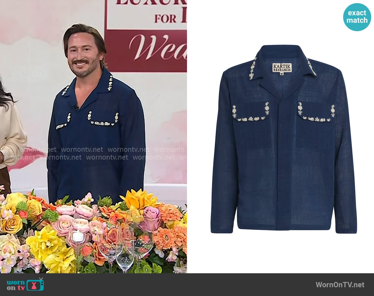 Jove Meyer’s navy embroidered shirt on Today Jove Meyer’s navy embroidered shirt on Today