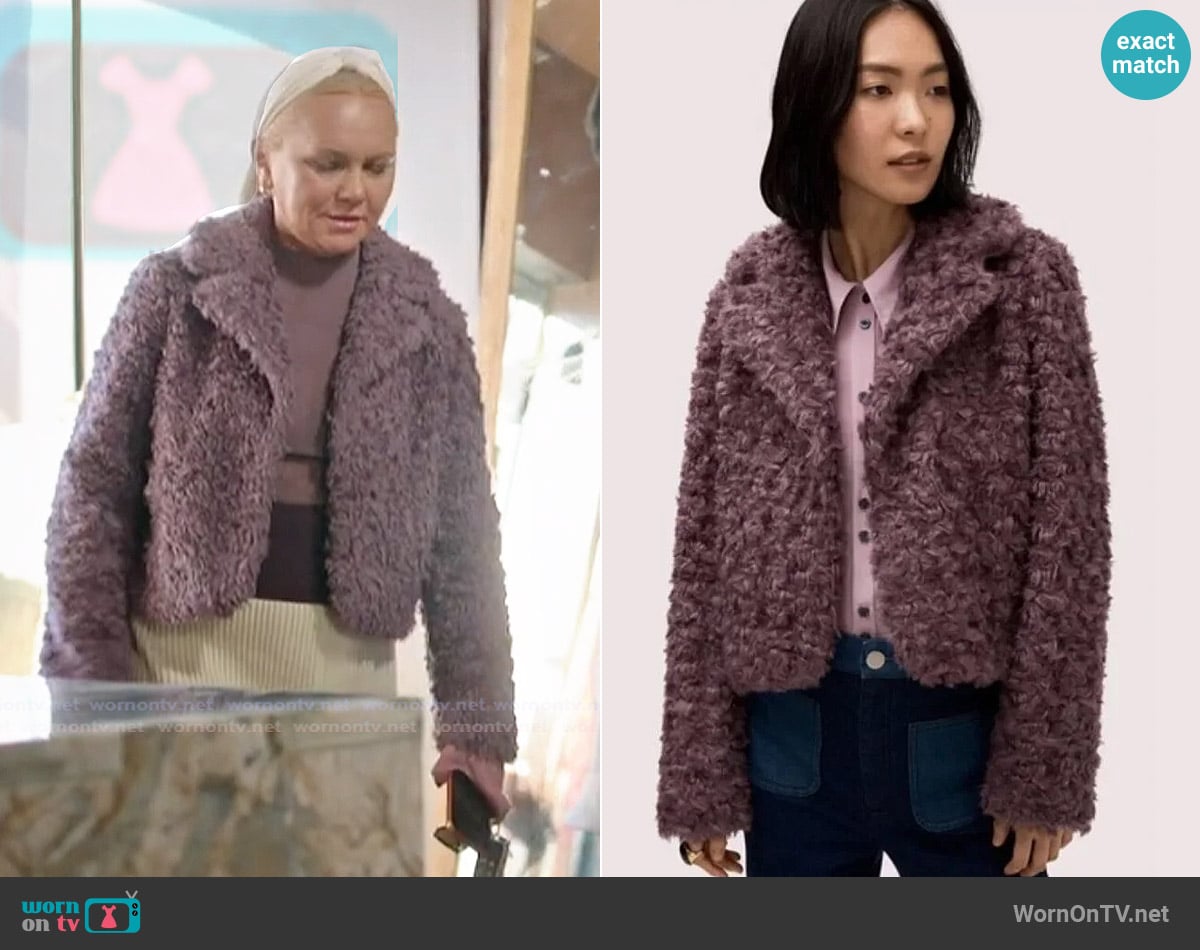 Kate Spade Faux Fur Jacket worn by Galyna Saltkovska on The McBee Dynasty Real American Cowboys