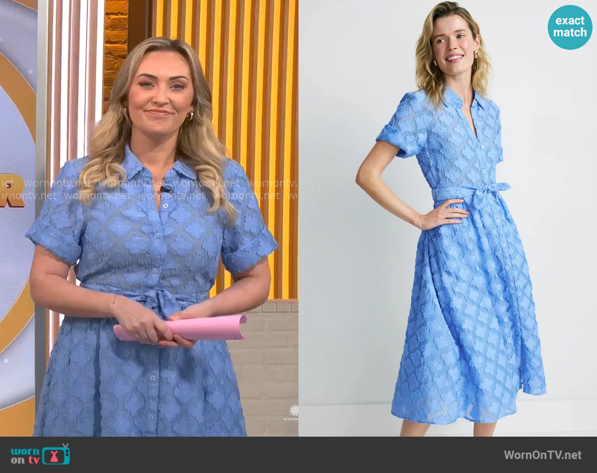 Kate Spade Spade Flower Belted Shirtdress worn by Kelly O'Grady on CBS Mornings