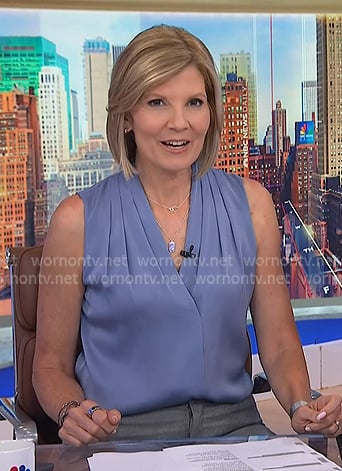 Kate’s blue pleated sleeveless top on NBC News Daily