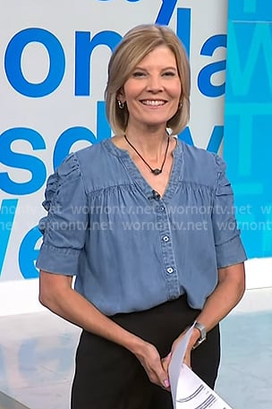 Kate's denim puff sleeve top on NBC News Daily