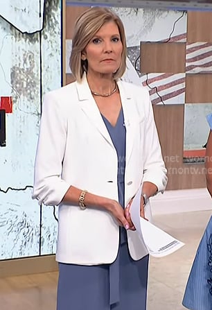 Kate’s white ruched sleeve blazer on NBC News Daily