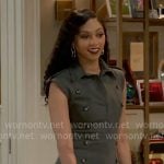 Kat’s grey double-breasted dress on Beyond the Gates