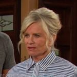 Kayla’s blue striped shirtdress on Days of our Lives