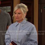 Kayla’s blue striped shirtdress on Days of our Lives Kayla’s blue striped shirtdress on Days of our Lives