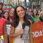 Kaylee’s beige pinstripe double breasted dress on Today