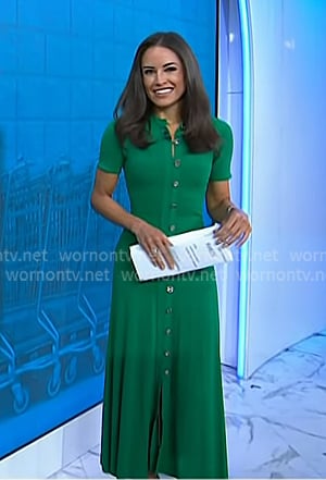 Kaylee’s green button front maxi dress on Today