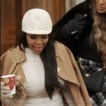 Kelli’s beige ring detail coat on The Real Housewives of Atlanta