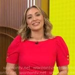 Kelly O'Grady's red puff-sleeve dress on CBS Mornings