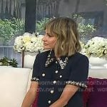 Keltie Knight's navy embellished short sleeve jacket and mini skirt on Today