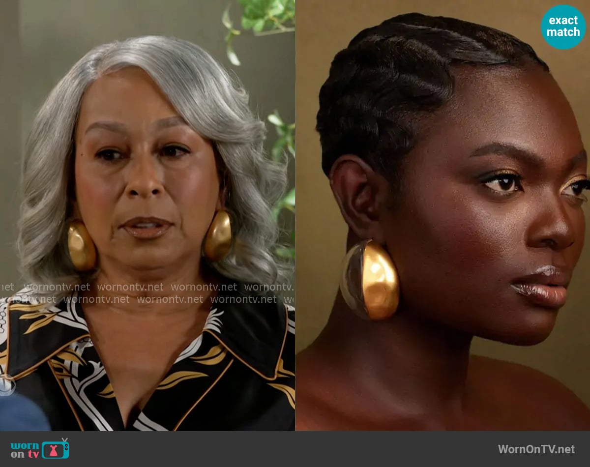 Khoi Maey Earrings in Large / Gold worn by Anita Dupree (Tamara Tunie) on Beyond the Gates