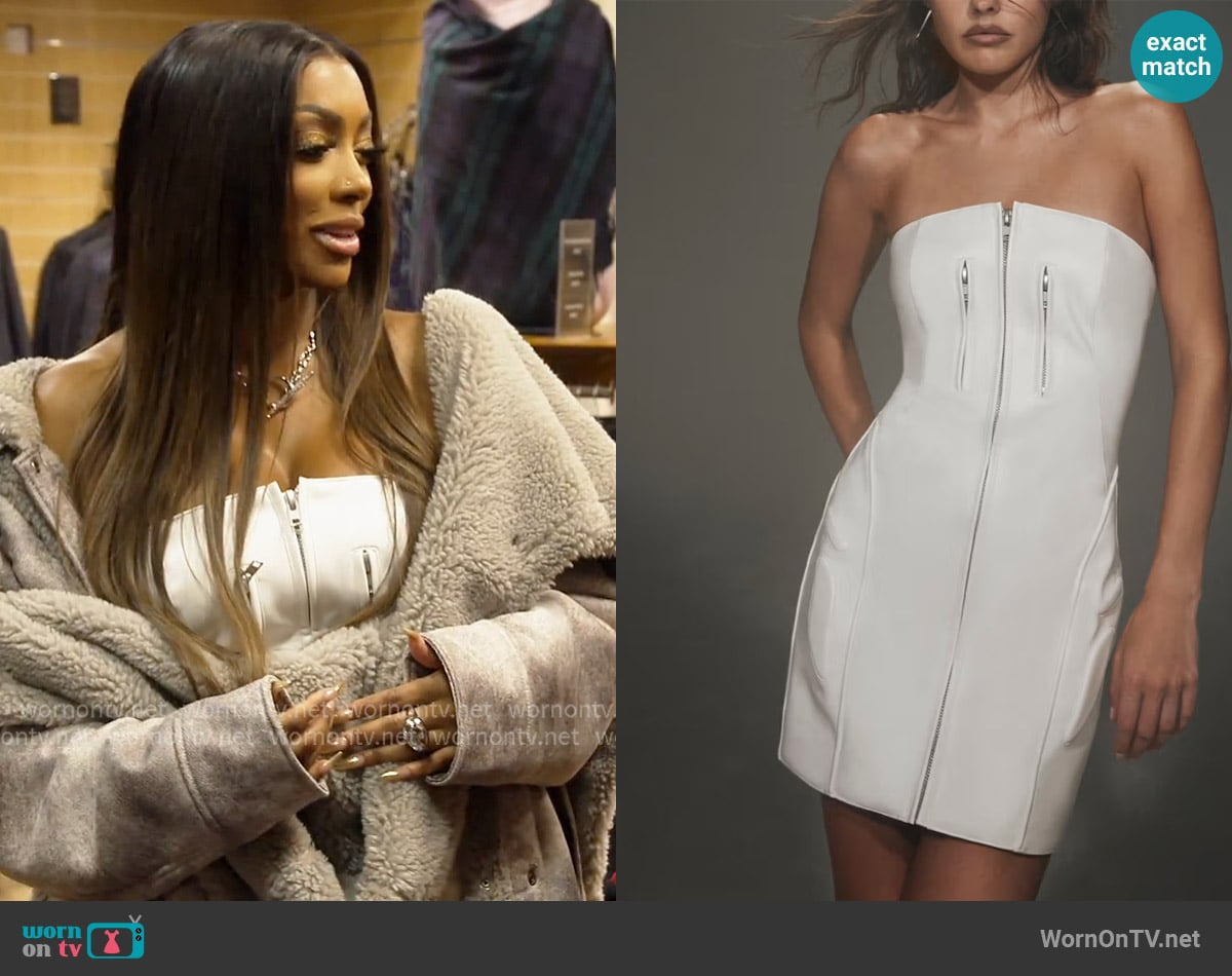 KHY Strapless Leather Dress worn by Porsha Williams on The Real Housewives of Atlanta