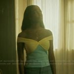 Kiesha's two-tone twist front top on The Chi