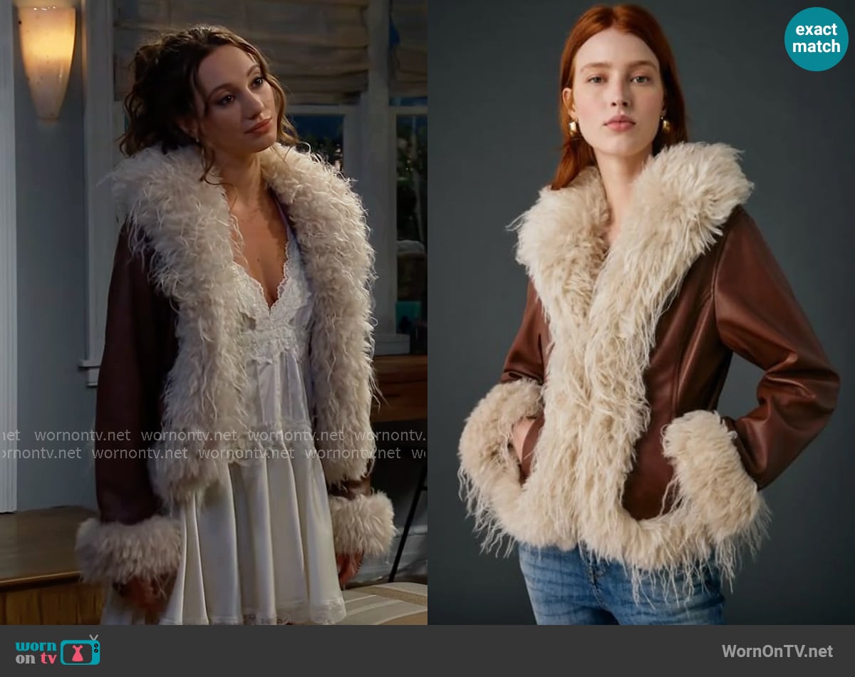 Kimchi Blue at Urban Outfitters Tiffany Faux Leather + Faux Fur Trim Jacket worn by Melissa Dylan (Sydney Bullock) on The Bold and the Beautiful