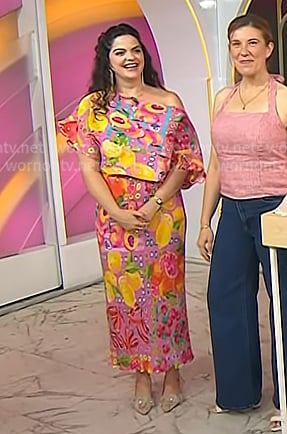 Kimmay Caldwell’s pink fruit print dress on Today
