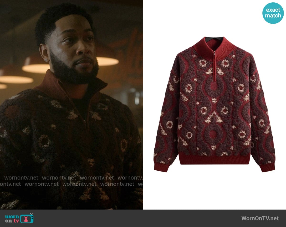 Kith Vine Wyona Quarter Zip worn by Emmett (Jacob Latimore) on The Chi