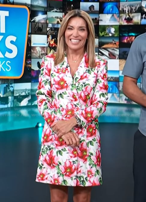 Kit's floral print blazer dress on Access Hollywood