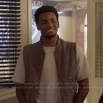 KJ’s brown canvas zip vest on All American