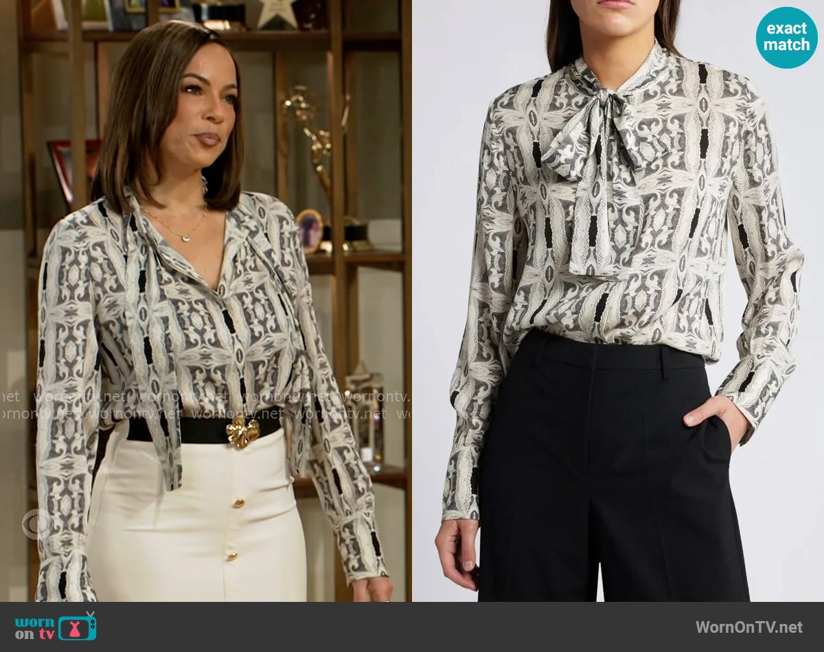 Kobi Halperin Gisela Deco Print Shirt worn by Nicole Dupree Richardson (Daphnee Duplaix) on Beyond the Gates
