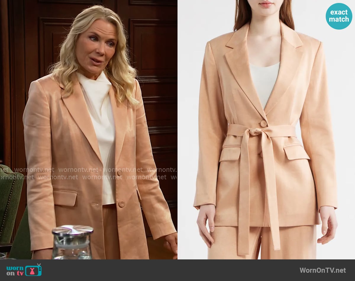 Kobi Halperin Jessi Jacket in Chai worn by Brooke Logan (Katherine Kelly Lang) on The Bold and the Beautiful