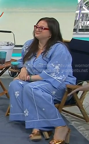 Krissy Downey’s blue striped floral shirt and pants on Today