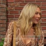 Kristen’s beige snake print wrap maxi dress on Days of our Lives