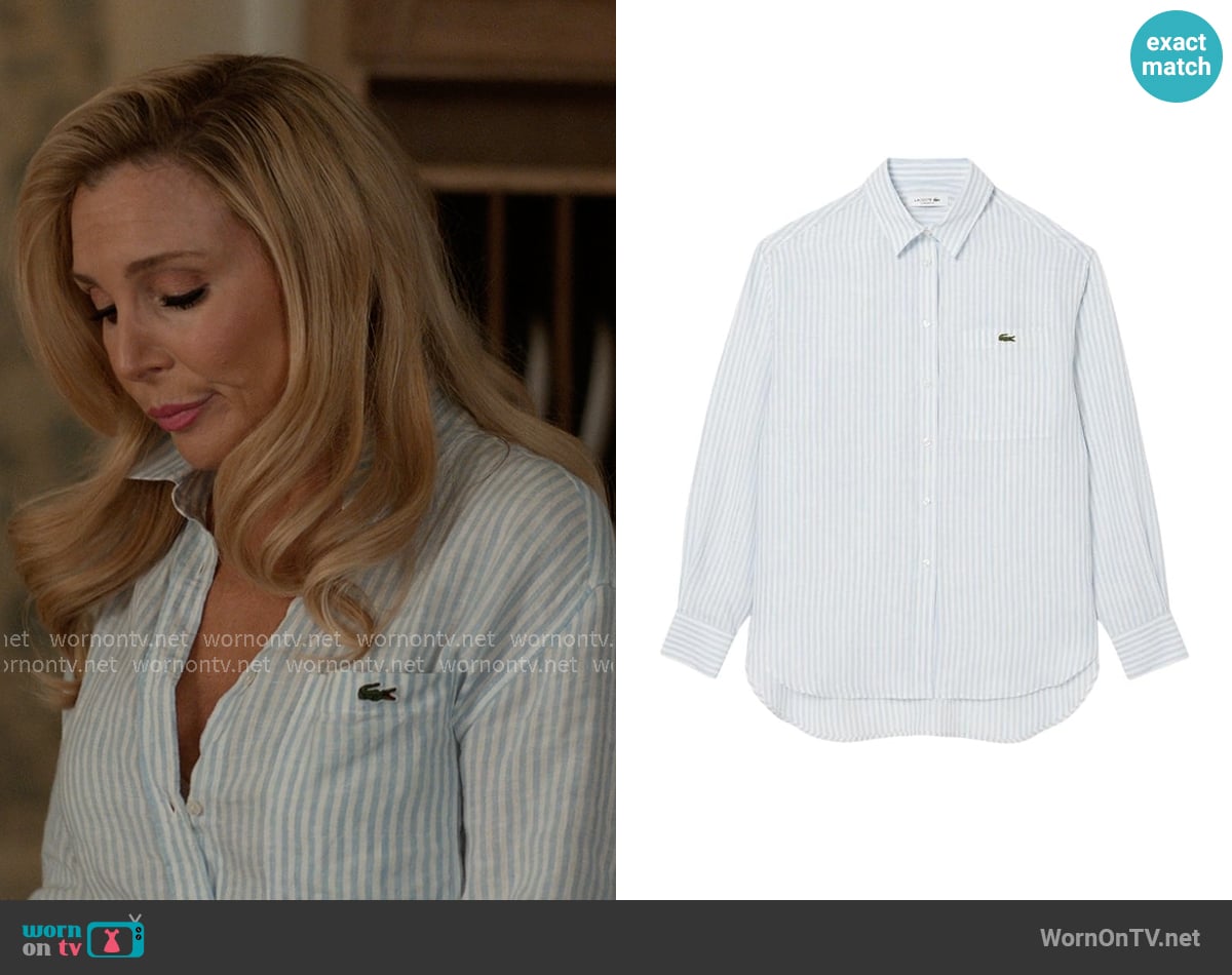 Lacoste Oversized Linen Shirt worn by Eva Woods (June Diane Raphael) on Elle