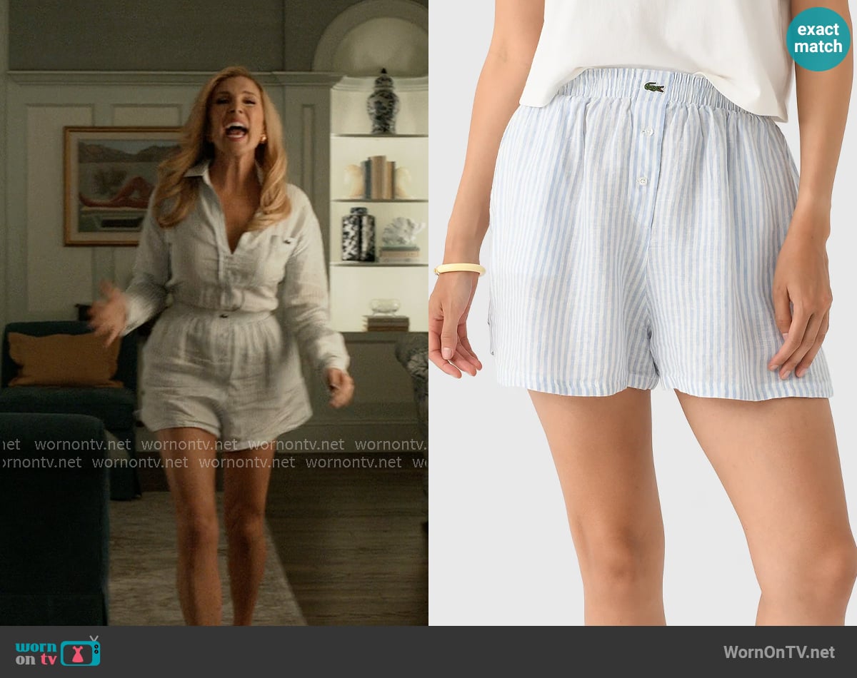 Lacoste Striped Linen Pull On Shorts worn by Eva Woods (June Diane Raphael) on Elle
