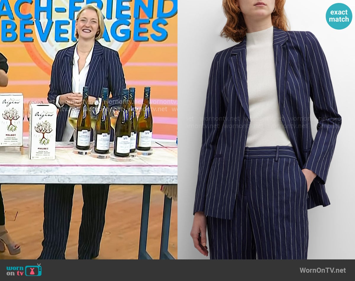 Lafayette 148 New York Pinstripe Jacket in Midnight Blue worn by Vanessa Price on Today