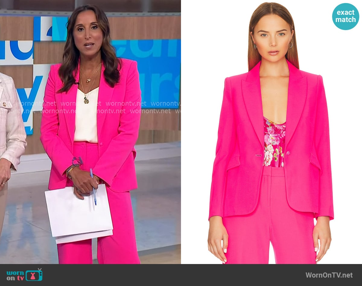 L'Agence Chamberlain Blazer in Pink Glo worn by Yasmin Vossoughian on NBC News Daily