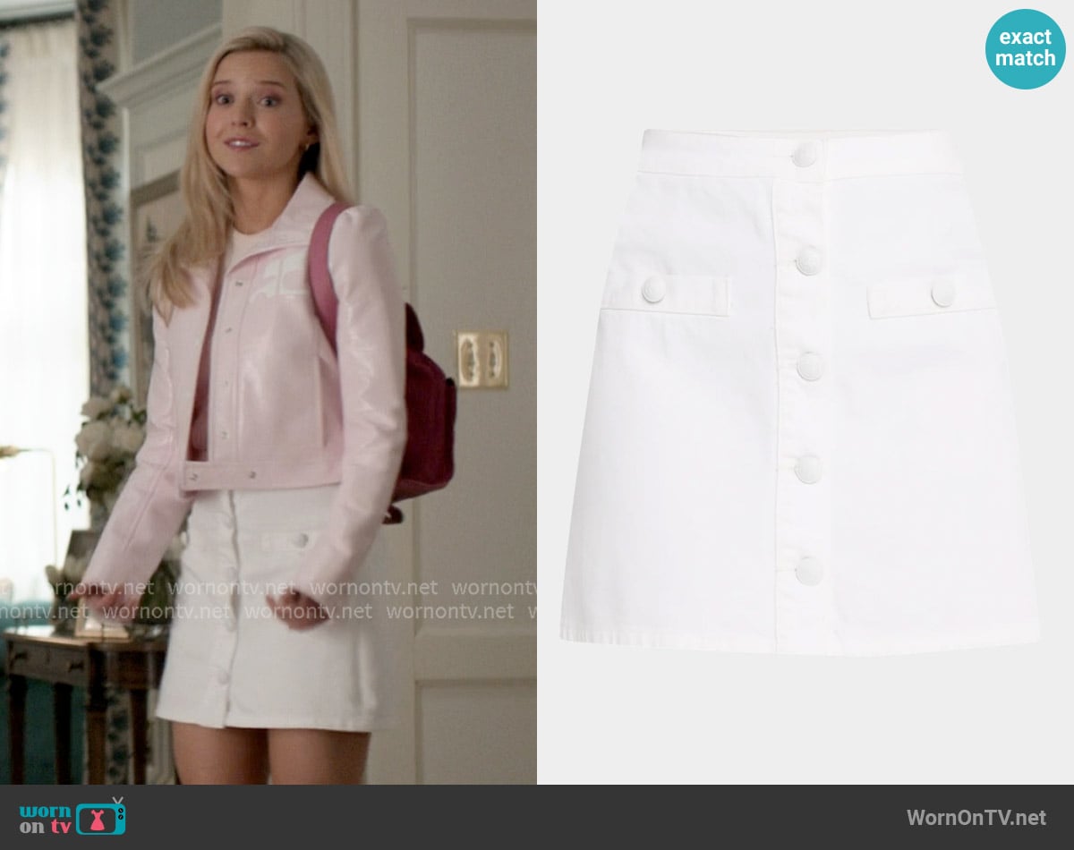 L'Agence Kris Button-Front Denim Mini Skirt worn by Elle Woods (Lexi Minetree) on Elle