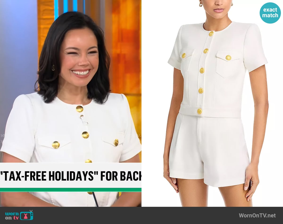 L'Agence Nawa Short Sleeve Jacket worn by Jo Ling Kent on CBS Mornings