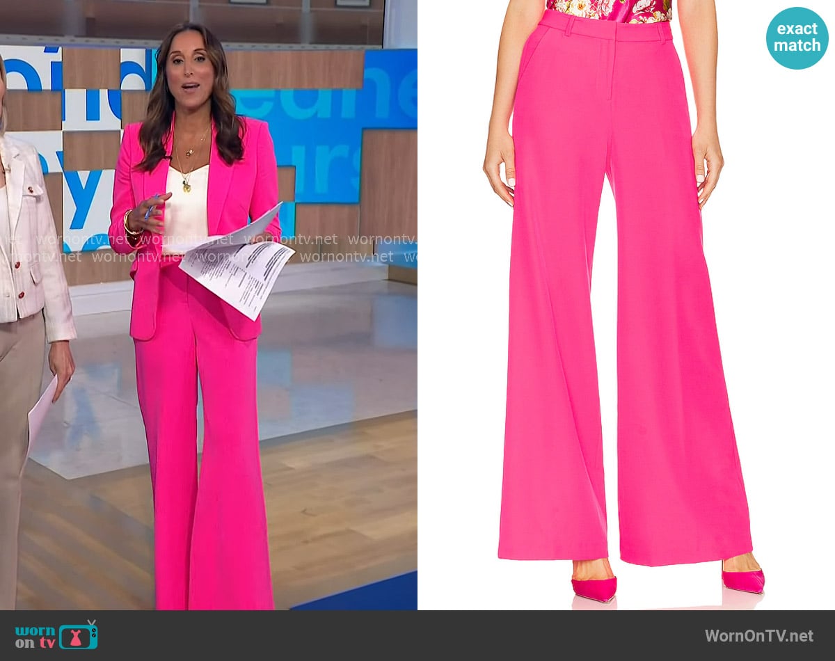 L'Agence Pilar Wide Leg Pant in Pink Glo worn by Yasmin Vossoughian on NBC News Daily