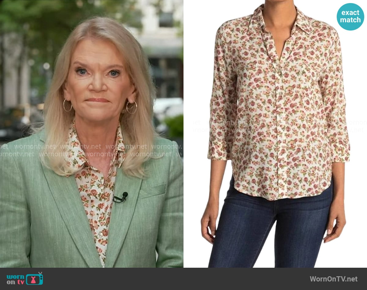 L'Agence Ryan Floral Shirt worn by Martha Raddatz on Good Morning America