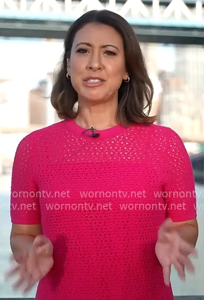 Lana Zak’s pink knit dress on CBS Mornings