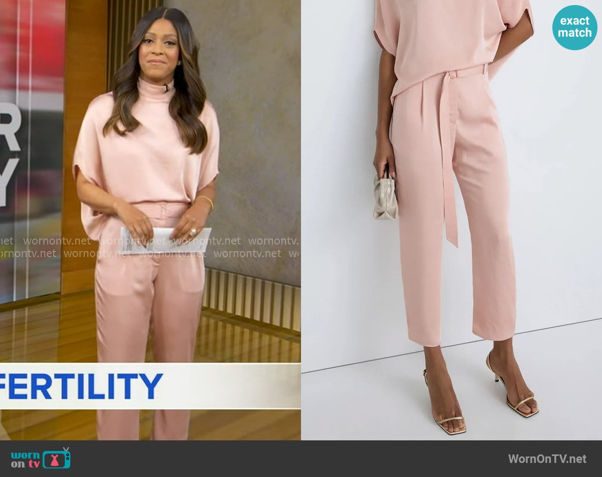 Lapointe Satin Cropped Pants worn by Morgan Norwood on Good Morning America