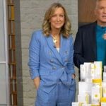 Lara’s blue pinstripe blazer on Good Morning America