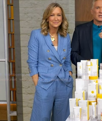 Lara’s blue pinstripe blazer on Good Morning America