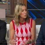 Lara's red and pink knit top and skirt on Good Morning America