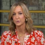 Lara’s red floral tie neck blouse on Good Morning America
