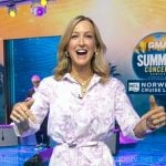 Lara’s white and lilac floral dress on Good Morning America