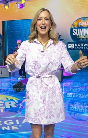 Lara’s white and lilac floral dress on Good Morning America