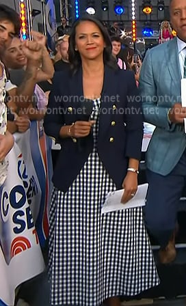Laura’s navy gingham dress and blazer on Today