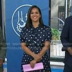 Laura’s navy polka dot tie neck dress on Today