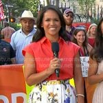 Laura’s orange cap sleeve shirt and floral skirt on Today